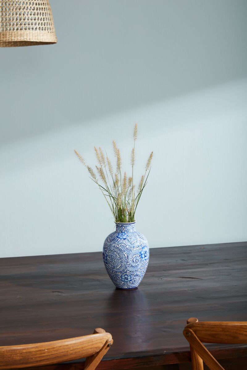 Design Shop Blue Eleanor Collection Vase, 6.5" X 9.5".