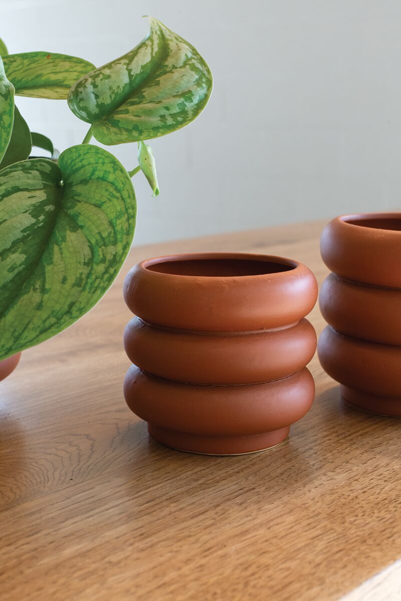 Design Shop Terracotta Motley Pot, 4" X 4", Set of 4.