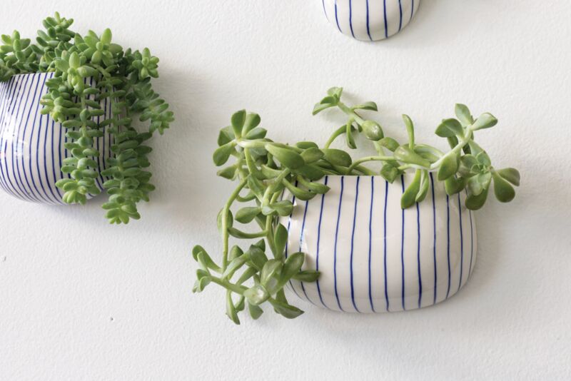 Design Shop Blue Wim Wall Planter, 5.75" X 3.5"