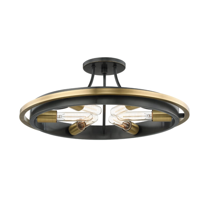 Hudson Valley Six Light Flush Mount from the Chambers collection in Aged Old Bronze finish