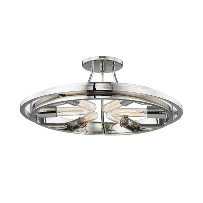Hudson Valley Six Light Flush Mount from the Chambers collection in Polished Nickel finish