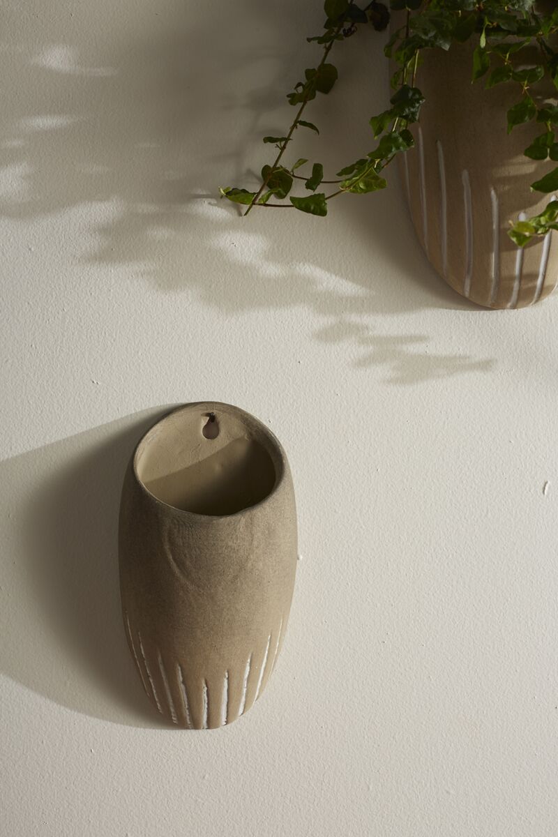 Design Shop Tan Tatcha Wall Vase, 4.75" X 8.75".