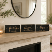Design Shop Assorted Matte Black Script Embossed Inspirational Tabletop Signs