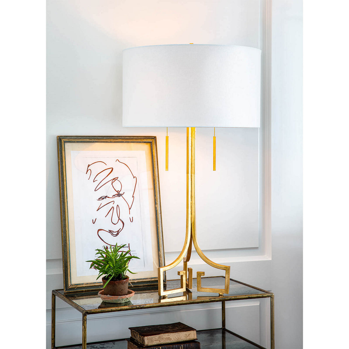 Regina Andrew Two Light Table Lamp from the Le collection in Antique Gold Leaf finish