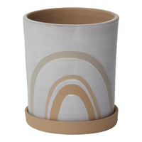 Design Shop White Symbol Pot, 6.5" X 7.5".