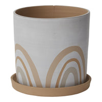 Design Shop White Symbol Pot, 9" X 8.5".