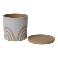 Design Shop White Symbol Pot, 9" X 8.5".