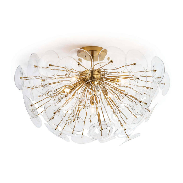 Regina Andrew Five Light Flush Mount from the Poppy collection in Natural Brass finish