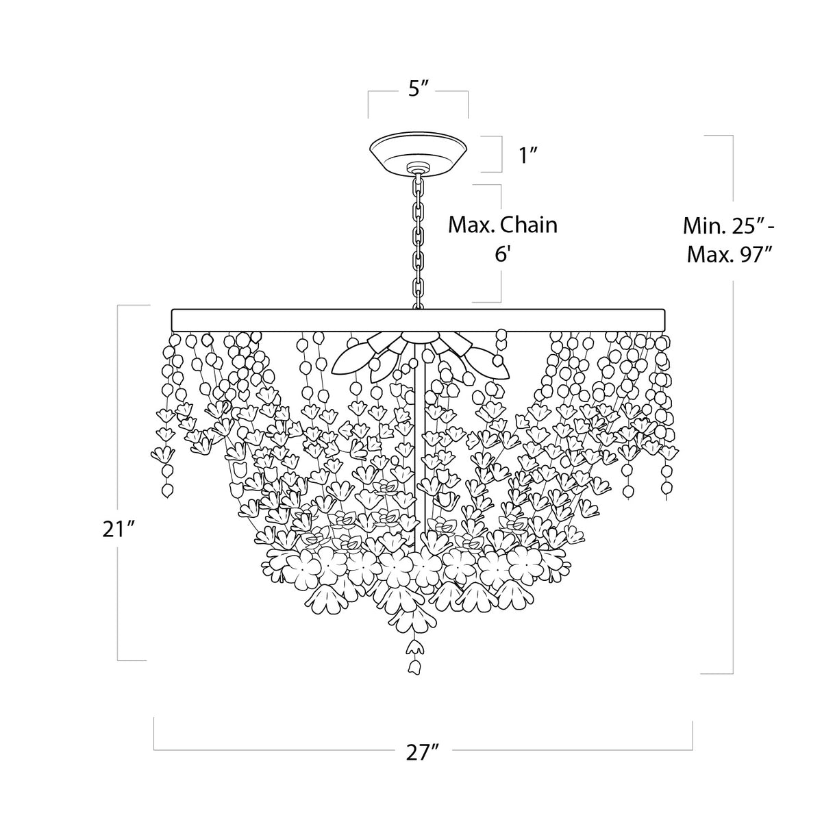 Regina Andrew - 16-1233 - Four Light Chandelier - Vanessa - White