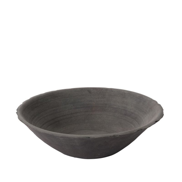 Black ceramic bowl on a white background