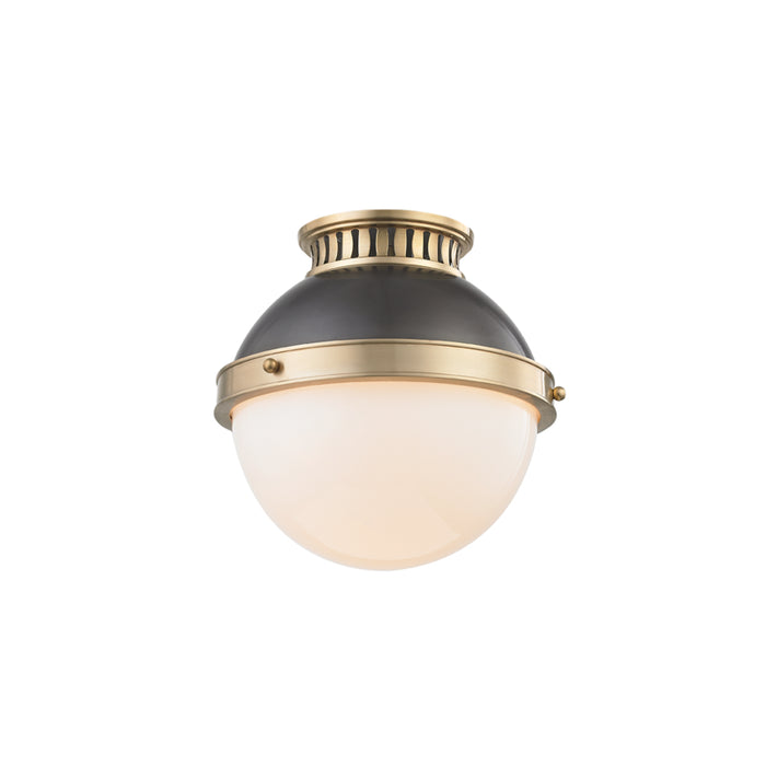 Hudson Valley One Light Flush Mount from the Latham collection in Aged/Antique Distressed Bronze finish