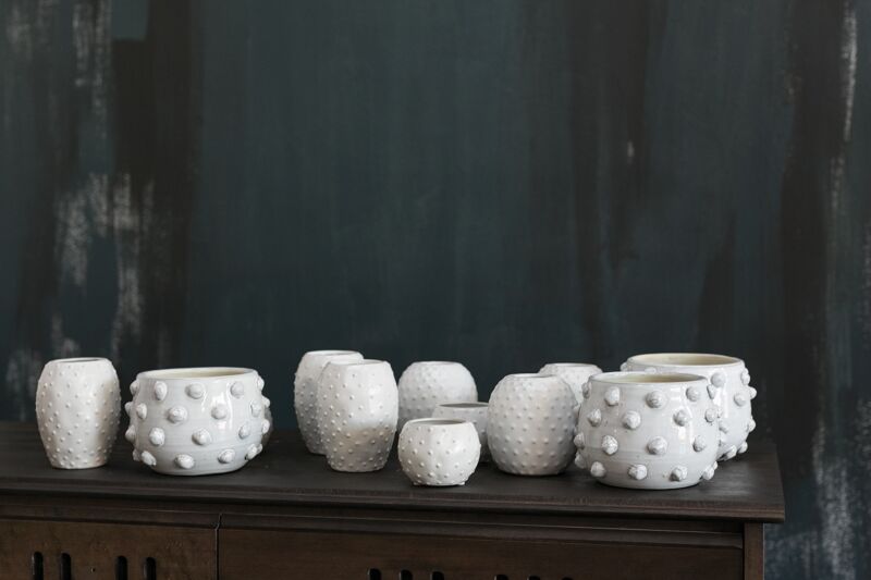Design Shop White Fem Rosa Collection Pot, 6.5" X 4.75"