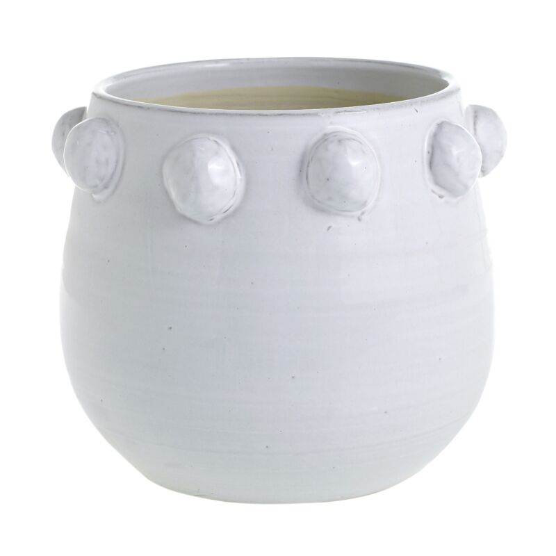 Design Shop White Fem Rosa Collection Pot, 10.5" X 9".