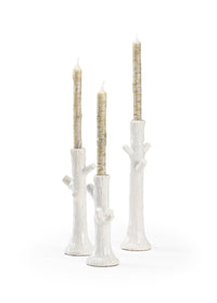 Wildwood Faux Bois Candlesticks - White (S3)
