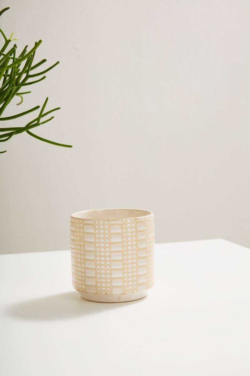 Design Shop Off-White Zati Pot Pot, 4.75" X 4.75", Set of 2.