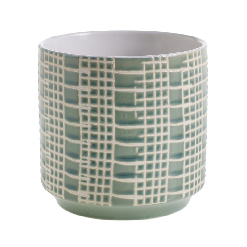 Design Shop Green Zati Pot, 4.75" X 4.75", Set of 2.