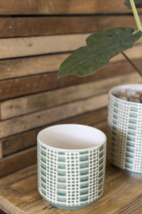 Design Shop Green Zati Pot, 4.75" X 4.75", Set of 2.