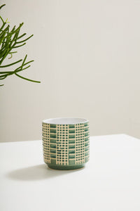 Design Shop Green Zati Pot, 4.75" X 4.75", Set of 2.