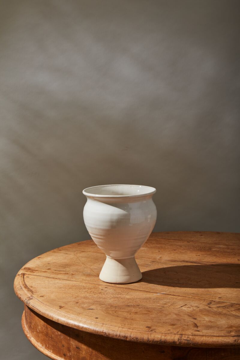 Design Shop White Magnolia Vase, 7" X 8.5"