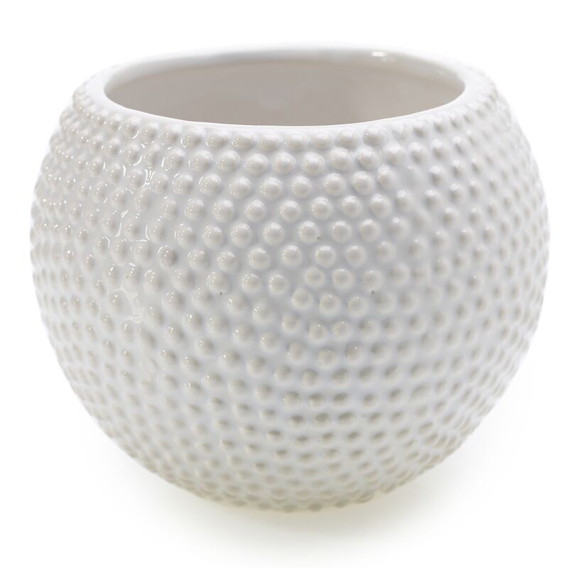 Design Shop White Spotti Pot, 5" X 4", Set of 4.