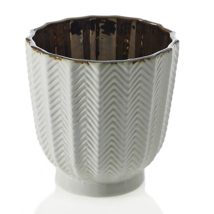 Design Shop White Melrose Collection Pot, 5.25" X 5.25", Set of 4.