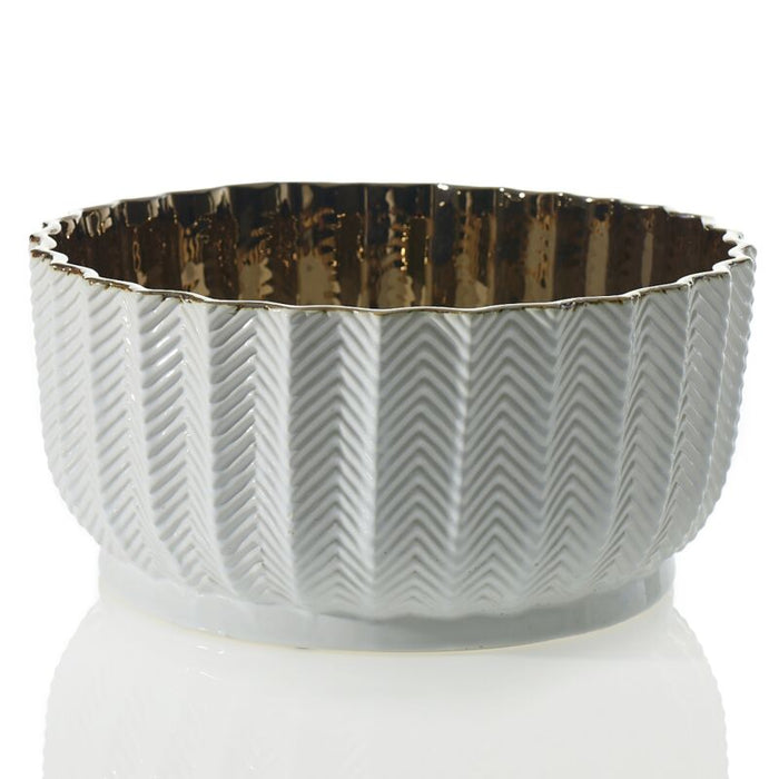 Design Shop White Melrose Collection Bowl, 11.75" X 5.5".