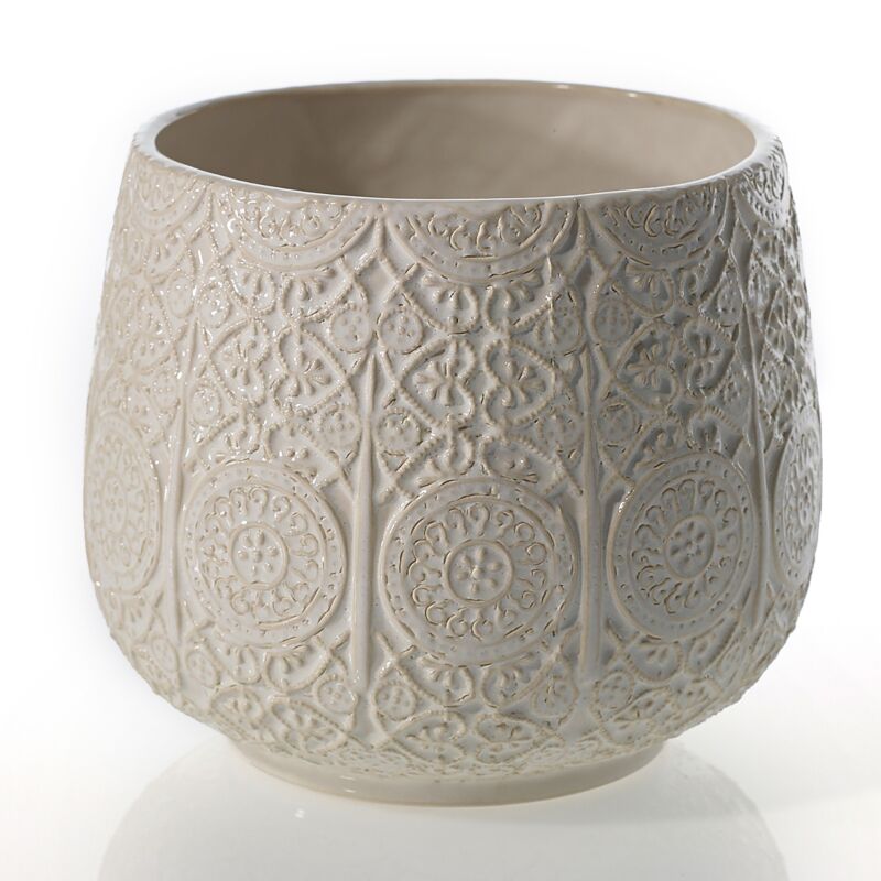 Design Shop White Francis Pot, 7.75" X 6.75"