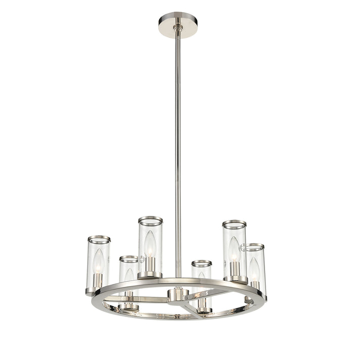 Alora Six Light Chandelier from the Revolve collection in Clear Glass/Natural Brass|Clear Glass/Polished Nickel|Clear Glass/Urban Bronze finish