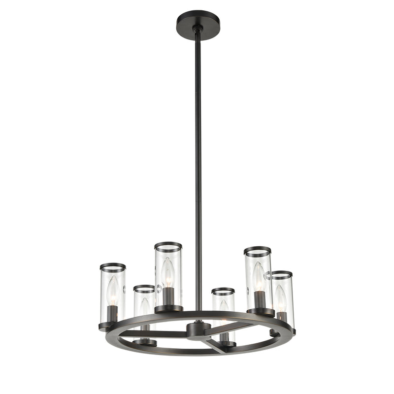 Alora Six Light Chandelier from the Revolve collection in Clear Glass/Natural Brass|Clear Glass/Polished Nickel|Clear Glass/Urban Bronze finish