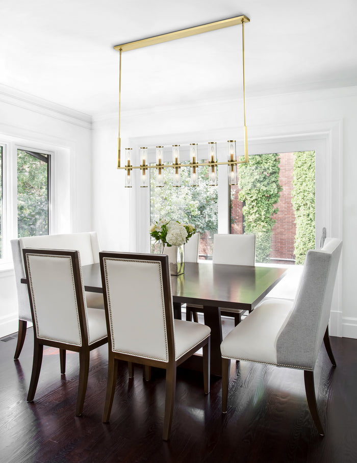 Alora 14 Light Island Pendant from the Revolve collection in Clear Glass/Natural Brass|Clear Glass/Polished Nickel|Clear Glass/Urban Bronze finish