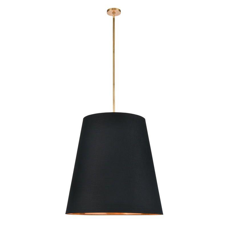 Alora - PD311030VBBG - Three Light Pendant - Calor - Black Linen With Gold Parchment/Vintage Brass