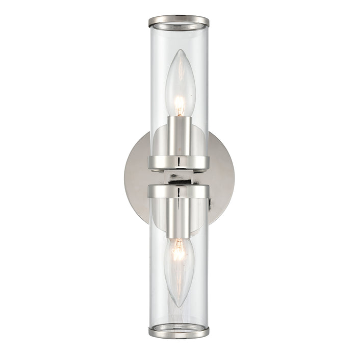 Alora Two Light Wall Sconce from the Revolve collection in Clear Glass/Natural Brass|Clear Glass/Polished Nickel|Clear Glass/Urban Bronze finish