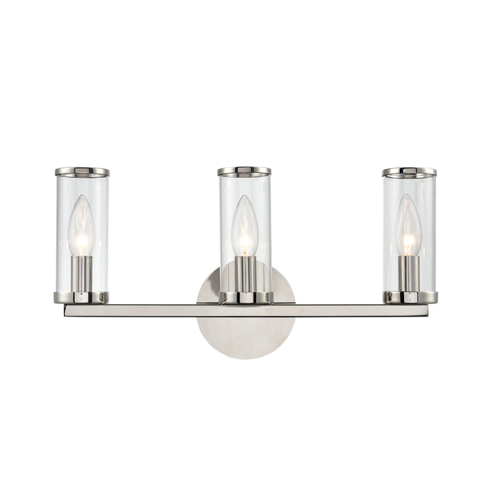 Alora Three Light Bathroom Fixture from the Revolve collection in Clear Glass/Natural Brass|Clear Glass/Polished Nickel|Clear Glass/Urban Bronze finish