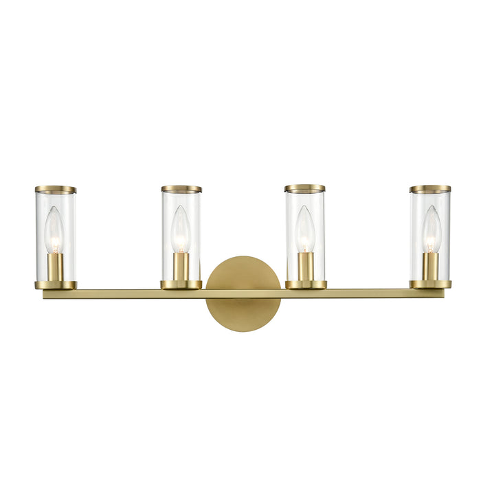 Alora Four Light Bathroom Fixture from the Revolve collection in Clear Glass/Natural Brass|Clear Glass/Polished Nickel|Clear Glass/Urban Bronze finish