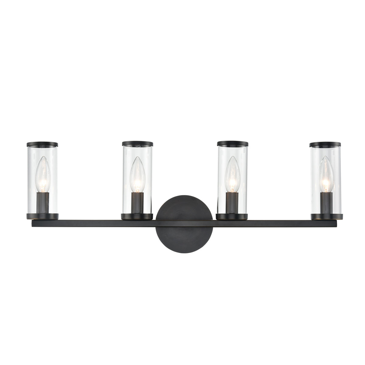 Alora Four Light Bathroom Fixture from the Revolve collection in Clear Glass/Natural Brass|Clear Glass/Polished Nickel|Clear Glass/Urban Bronze finish