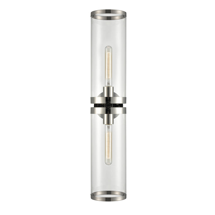 Alora Two Light Bathroom Fixture from the Revolve Ii collection in Clear Glass/Natural Brass|Clear Glass/Polished Nickel|Clear Glass/Urban Bronze finish