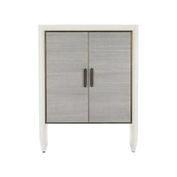 Cabinet with textured doors and bronze handles on a white background
