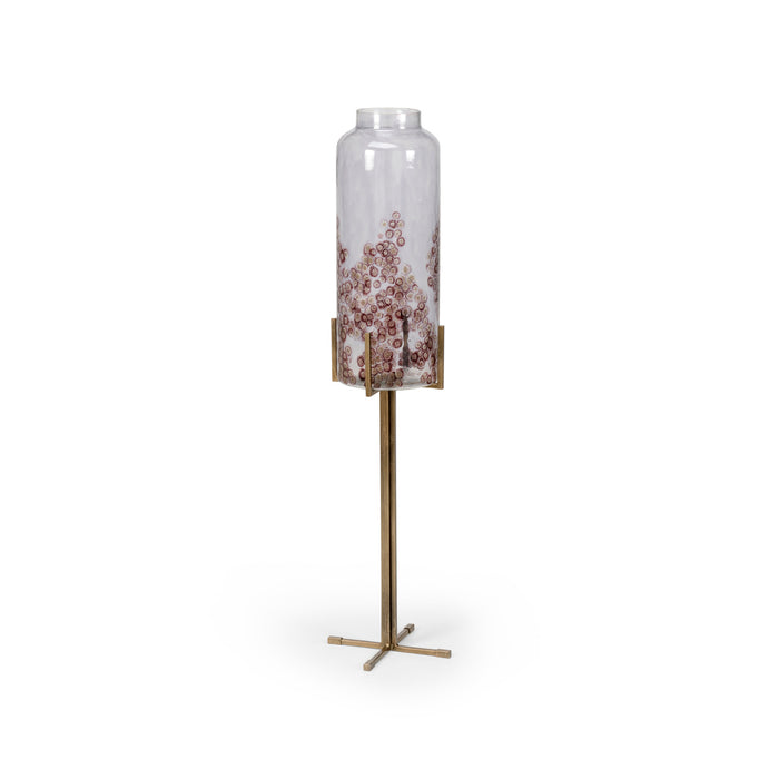 Decorative lamp with floral design on a white background