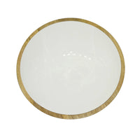 Design Shop Medium Enamel and Mango Wood Round Pedestal Bowl, 13"W, White/Natural