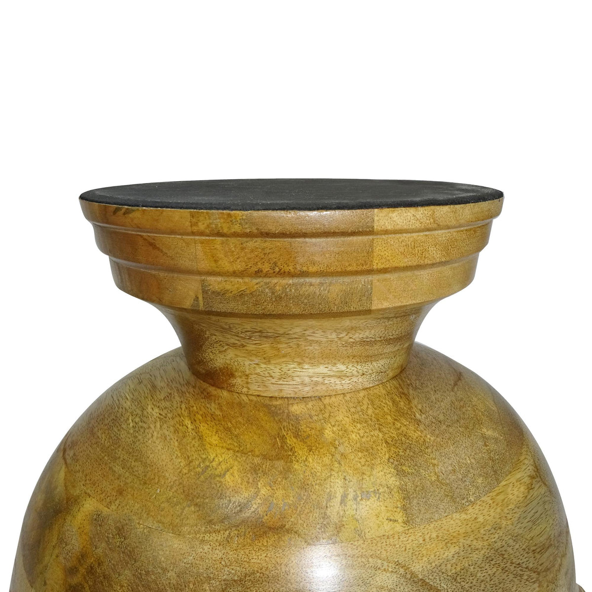 Design Shop Medium Enamel and Mango Wood Round Pedestal Bowl, 13"W, White/Natural