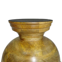 Design Shop Medium Enamel and Mango Wood Round Pedestal Bowl, 13"W, White/Natural