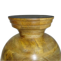 Design Shop Large Enamel and Mango Wood Round Pedestal Bowl, 16"W, White/Natural
