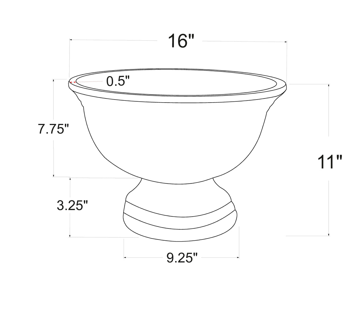Design Shop Large Enamel and Mango Wood Round Pedestal Bowl, 16"W, White/Natural
