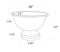 Design Shop Large Enamel and Mango Wood Round Pedestal Bowl, 16"W, White/Natural