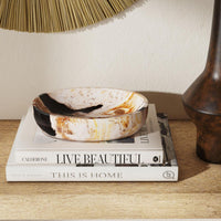 Design Shop Kiena Oval Carved Petrified Wood Bowl, 10"W, Black/White