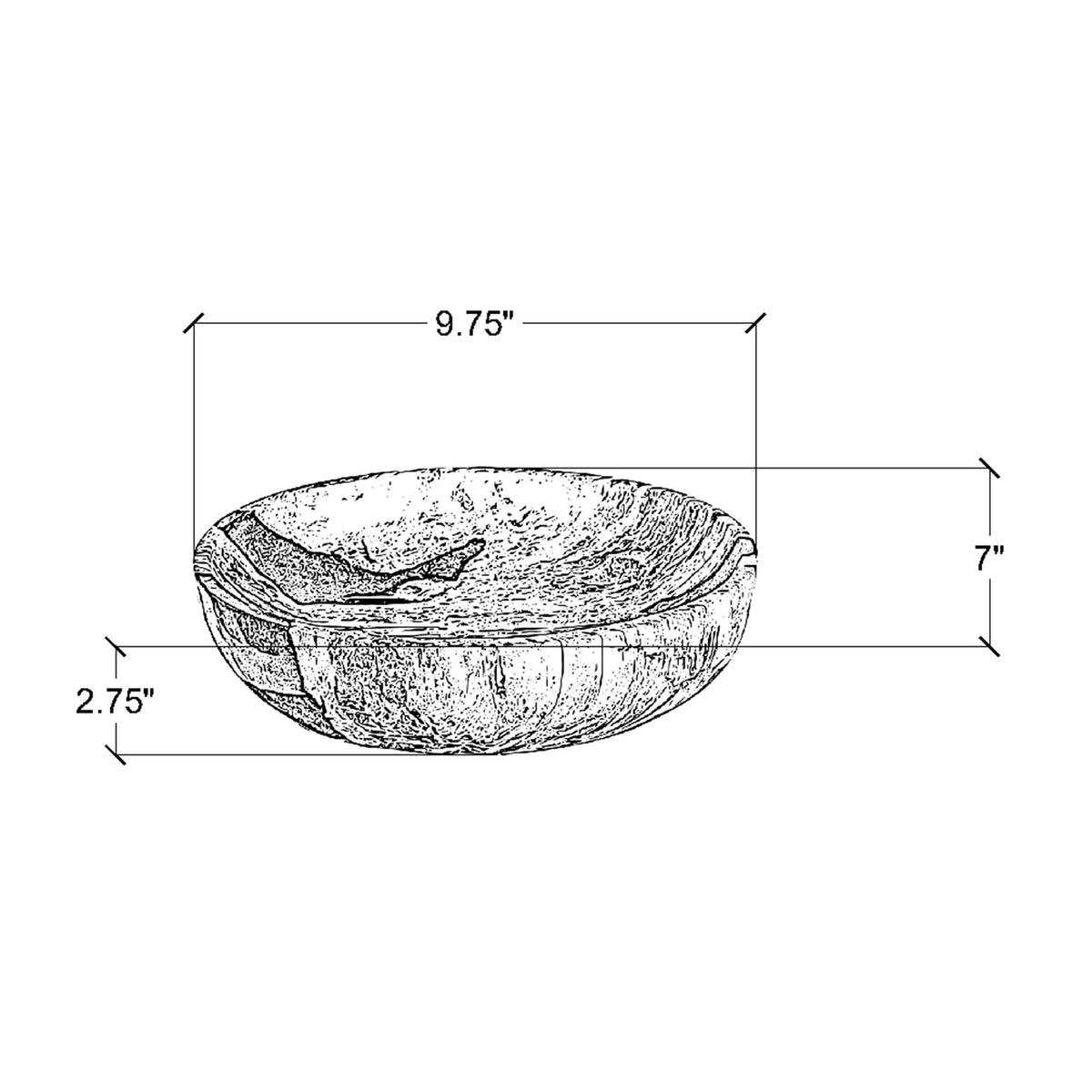 Design Shop Kiena Oval Carved Petrified Wood Bowl, 10"W, Black/White