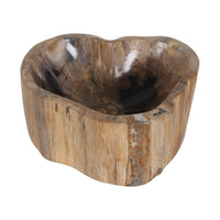 Design Shop Kiena Organic Shaped Carved Petrified Wood Bowl, 8.75"W, Cream