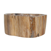 Design Shop Kiena Organic Shaped Carved Petrified Wood Bowl, 8.75"W, Cream