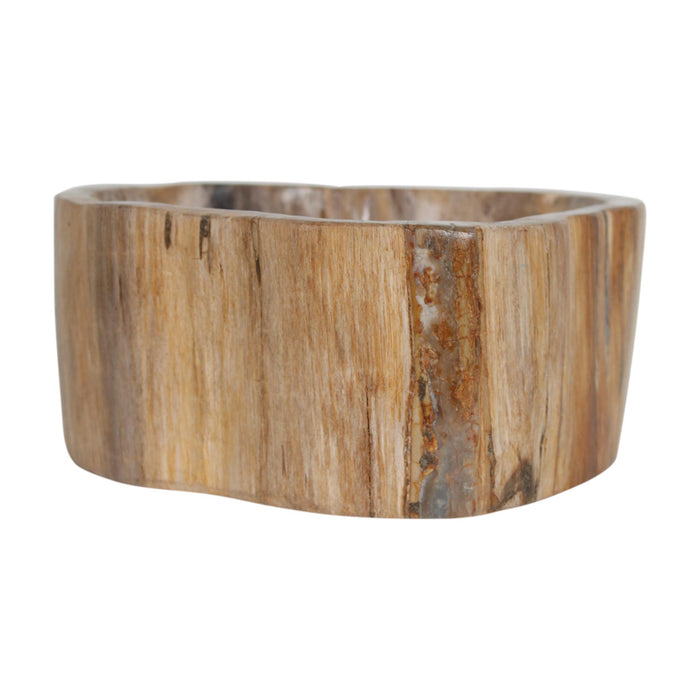 Design Shop Kiena Organic Shaped Carved Petrified Wood Bowl, 8.75"W, Cream