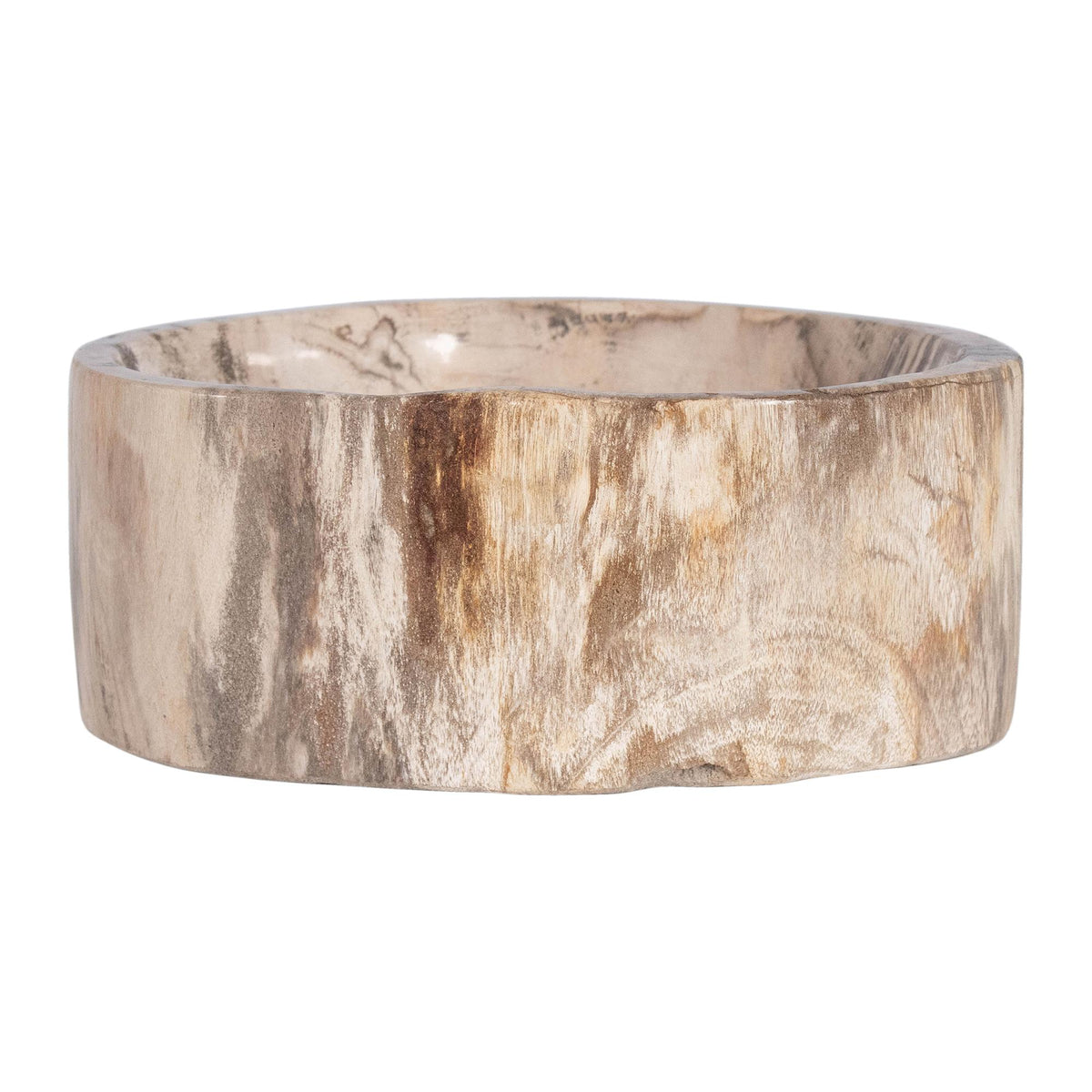 Design Shop Kiena Organic Shaped Carved Petrified Wood Bowl, 8.75"W, Cream